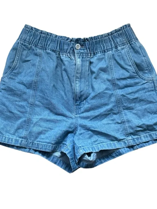 Madewell Pull On Paper Bag Denim Shorts Blue Womens Size 28 Comfortabke Spring - Picture 2 of 8